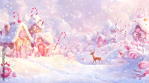 Enchanting Candy Cane Village Winter Wonderland Scene photo
