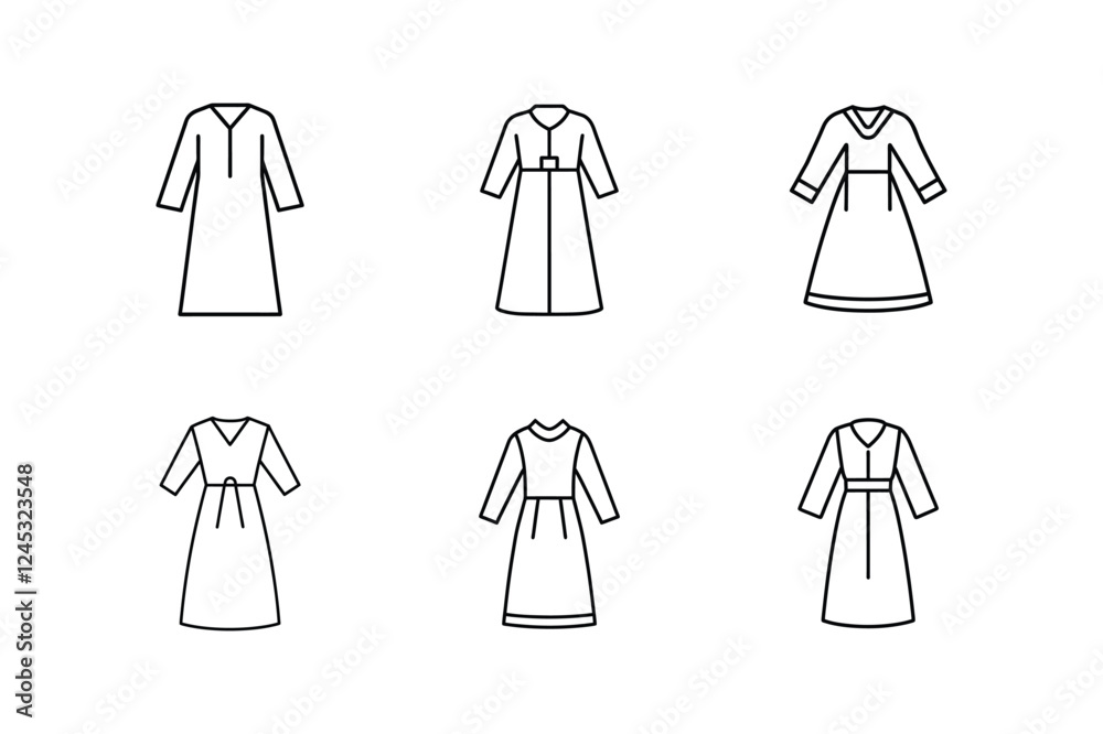 surgical gown icon line art vector illustration