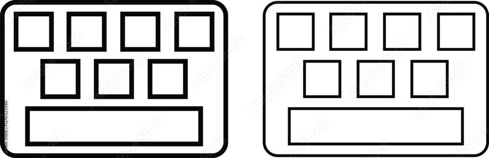 Keyboard icon in line set. Keyboard of computer, laptop. Modern key buttons for pc. isolated on transparent background. control, enter, qwerty, shift, escape. Vector for apps or website Keyboard icon in line set. Keyboard of computer, laptop. Modern key buttons for pc. isolated on transparent background. control, enter, qwerty, shift, escape. Vector for apps or website