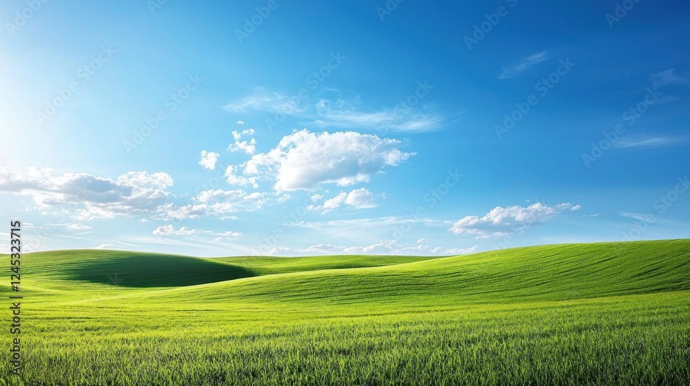 Fototapeta premium Serene Green Hills Under a Summer Sky