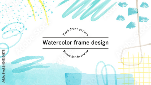 Watercolor frame-1-3.手描きのウォーターカラーのフレーム。水彩の背景。お洒落なウォーターカラーの壁紙。