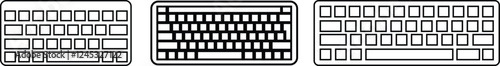 Keyboard icon in flat, line set. Keyboard of computer, laptop. Modern key buttons for pc. isolated on transparent background. control, enter, qwerty, shift, escape. Vector for apps or website