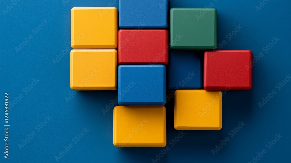 Building Blocks: A collection of colorful building blocks in various arrangements, representing concepts of construction, creativity, and interconnectedness against a smooth surface. Building Blocks: A collection of colorful building blocks in various arrangements, representing concepts of construction, creativity, and interconnectedness against a smooth surface.