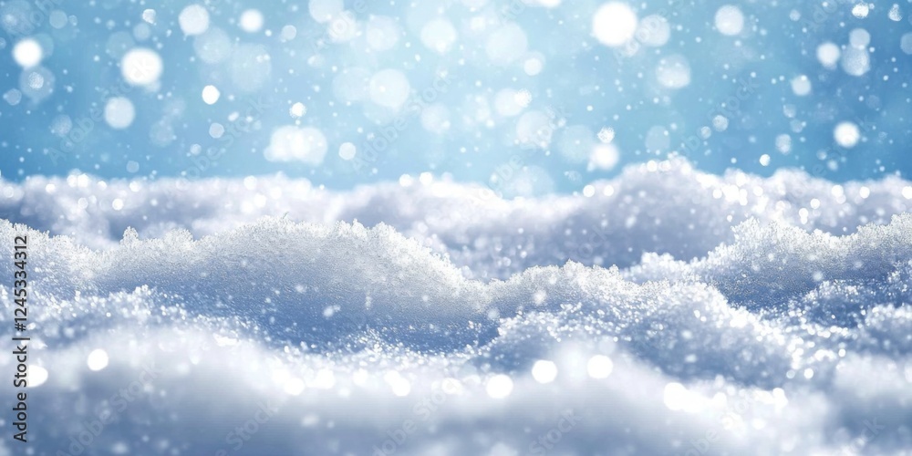 Winter snow background with snowdrifts- with beautiful light and snow flakes on the blue sky in the evening- banner format- copy space Winter snow background with snowdrifts- with beautiful light and snow flakes on the blue sky in the evening- banner format- copy space