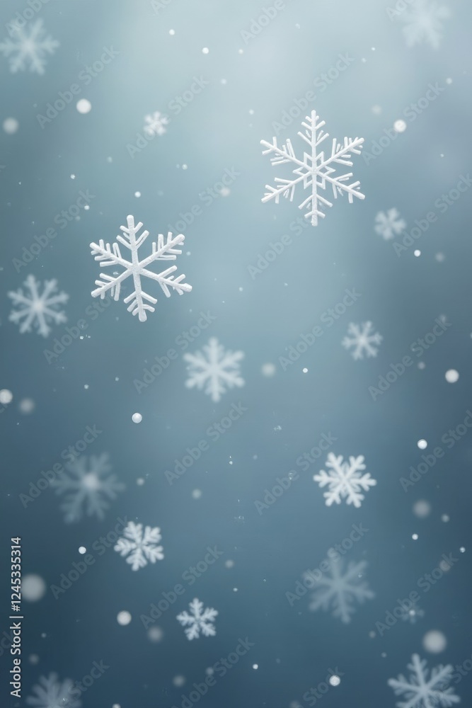 Delicate snowflakes suspended in mid-air against a soft gray abstract background, delicate flakes, ethereal snowflake Delicate snowflakes suspended in mid-air against a soft gray abstract background, delicate flakes, ethereal snowflake
