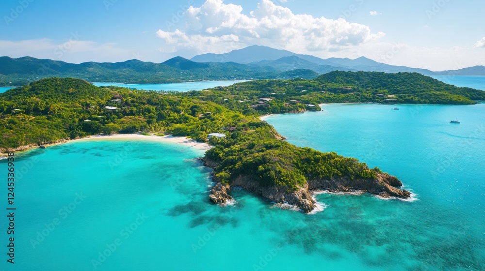 Aerial View of Pristine Caribbean Island Beach Aerial View of Pristine Caribbean Island Beach