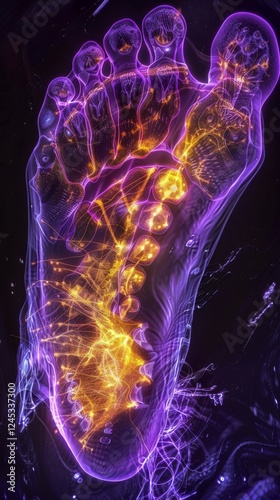 Creative Visualization of Human Foot MRI Scan Revealing Intricate Details in Artistic Form