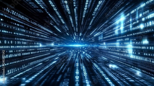 A captivating abstract background featuring blue binary code.