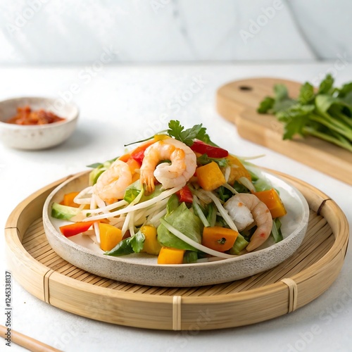 a-fresh-vietnamese-shrimp-and-papaya-salad-on-a-smily salad photo