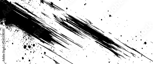 Vector black spots, splashes and dotted paint brush grunge texture rough black.	