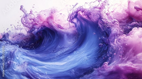 Vibrant Fluid Art with Waves of Blue and Pink. Generative AI photo