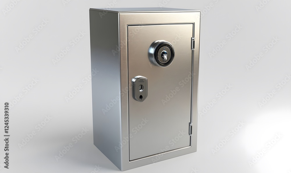 Metal security cabinet; safety, storage, studio background; security concept Metal security cabinet; safety, storage, studio background; security concept