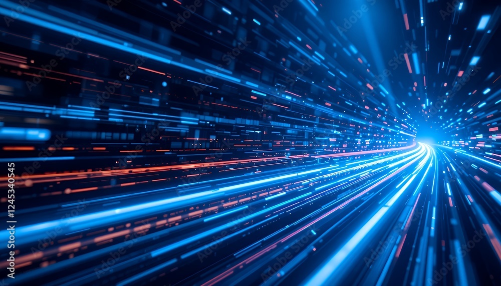 Abstract Blue and Red Light Trails Tunnel Digital Art Abstract Blue and Red Light Trails Tunnel Digital Art