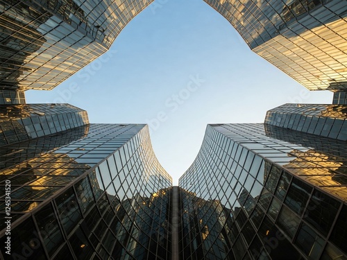 Building Success A Modern Cityscape Representing Corporate Growth and Business Innovation photo