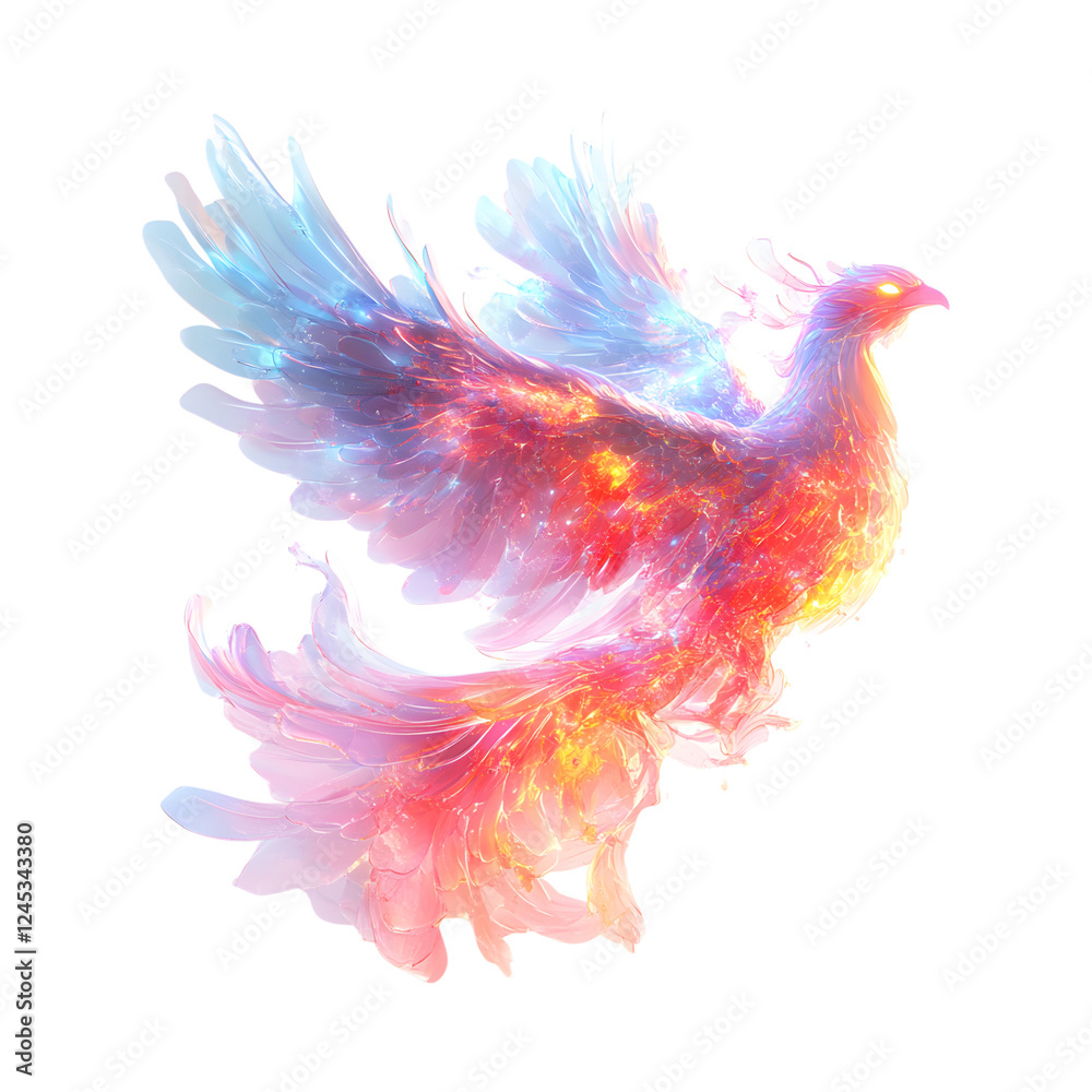 Obraz premium Colorful Bird in Flight Isolated on Transparent Background