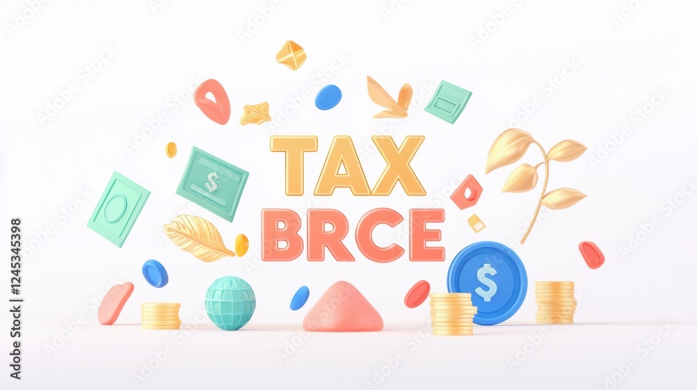 Flat Design Concept of Tax Break with Glowing Elements and Colors Flat Design Concept of Tax Break with Glowing Elements and Colors
