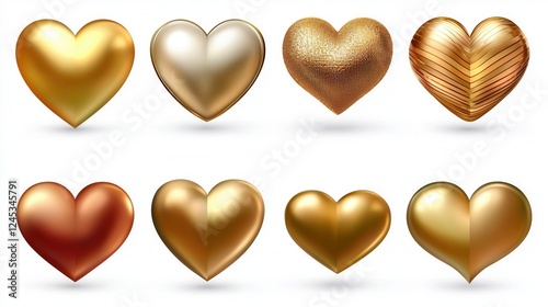 Metallic Heart Collection Gold, Silver, Bronze Textures