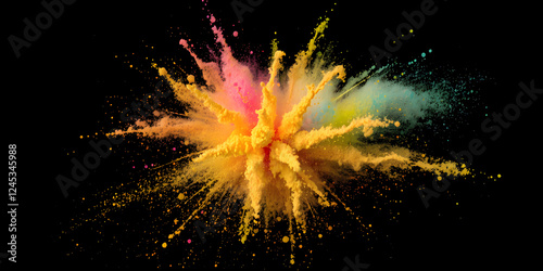 Color powder explosion on black background
