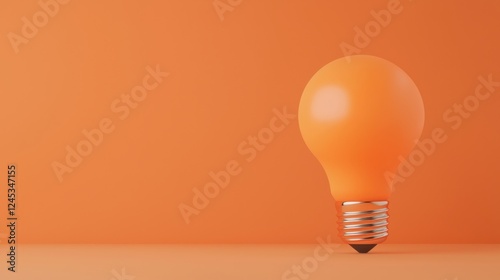 Glowing light bulb icon shines bright on a smooth vibrant orange background symbolizing creativity innovation and the power of bright ideas