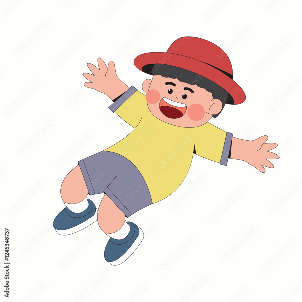 Happy Kid Jumping Cartoon Illustration Happy Kid Jumping Cartoon Illustration