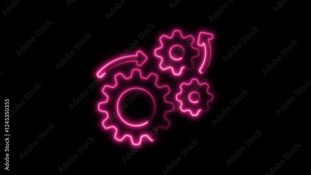 Glowing Neon Engineering Icon Isolated, Technical and Mechanical Design Symbol, HD Video Motion Graphic Animation on Black Background Glowing Neon Engineering Icon Isolated, Technical and Mechanical Design Symbol, HD Video Motion Graphic Animation on Black Background
