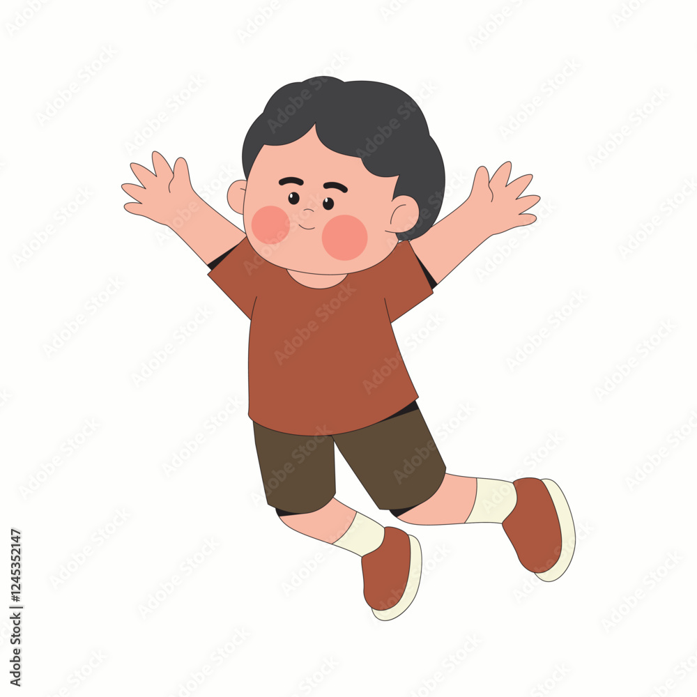 Happy Boy Kid Jumping Cartoon Illustration Happy Boy Kid Jumping Cartoon Illustration