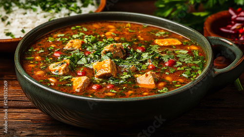 Ghormeh sabzi - Iranian herb stew.	 photo