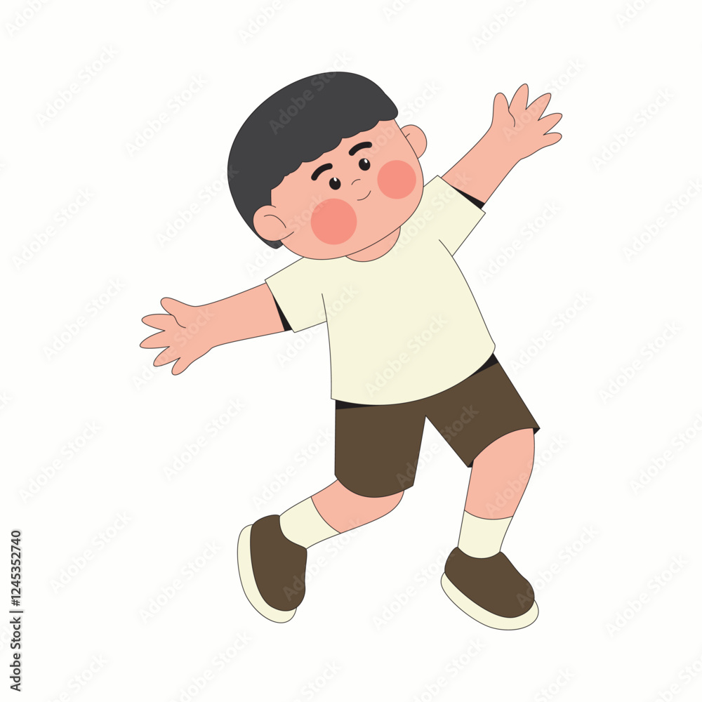 Happy Kid Jumping Cartoon Illustration Happy Kid Jumping Cartoon Illustration