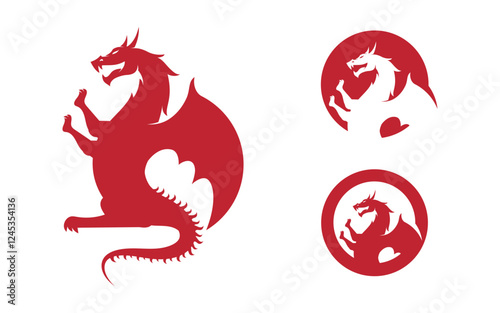 Strong Head Dragon vector icon illustration design v.2
