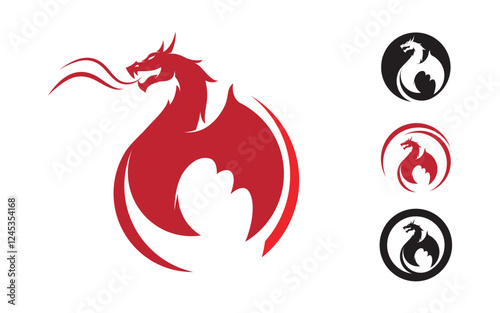 Strong Head Dragon vector icon illustration design v.3
