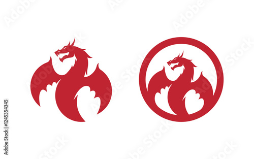 Strong Head Dragon vector icon illustration design v.6