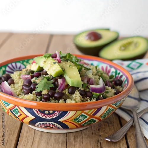  a-peruvian-quinoa-salad-with-black-beans--avocado photo