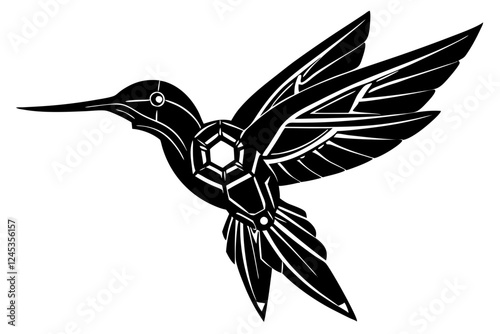 robotic hummingbird silhouette vector design