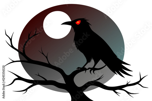  gothic raven silhouette vector illustration