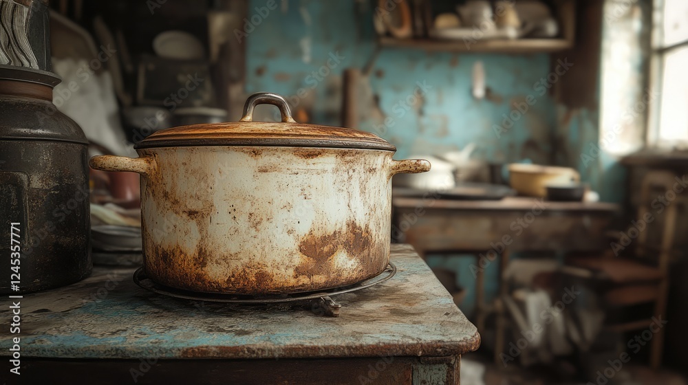 A greasy pot stand covered in thick grime, ready for cleaning. A greasy pot stand covered in thick grime, ready for cleaning.