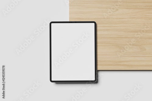 Tablet with blank white screen for mockup - 3D Illustration