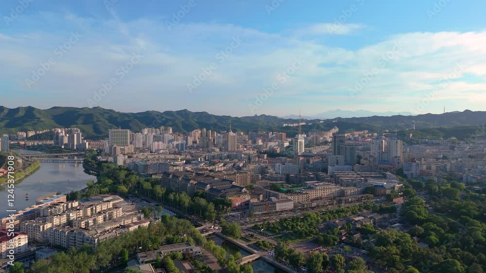 4k aerial video of Chengde city landscape in Hebei showcasing urban development and natural beauty 4k aerial video of Chengde city landscape in Hebei showcasing urban development and natural beauty