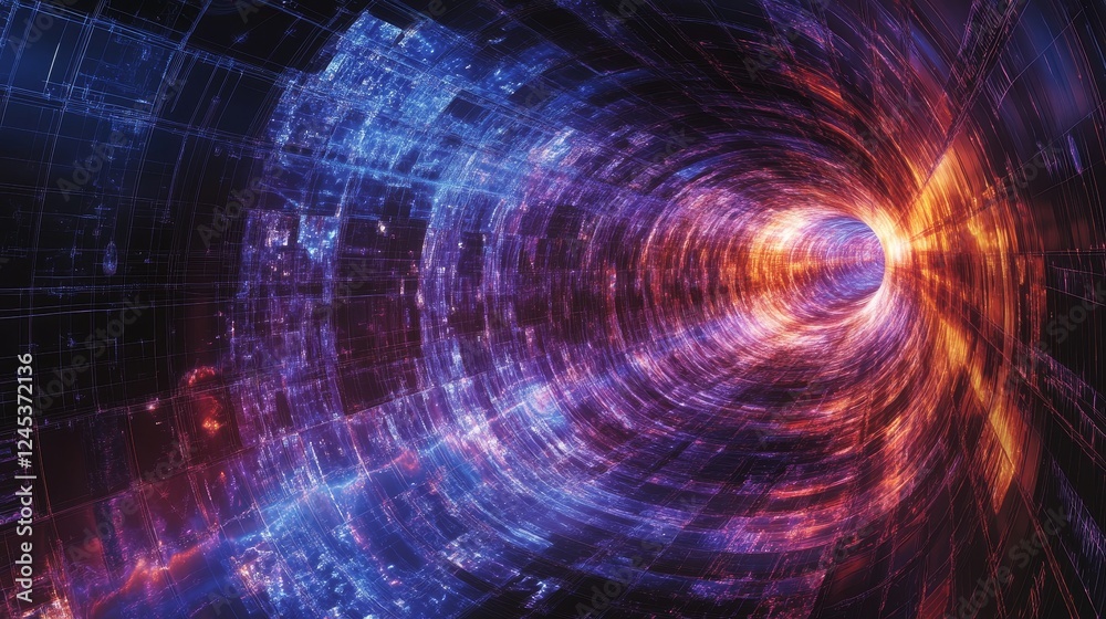 Obraz premium Futuristic energetic abstract light tunnel with vivid colors and dynamic motion