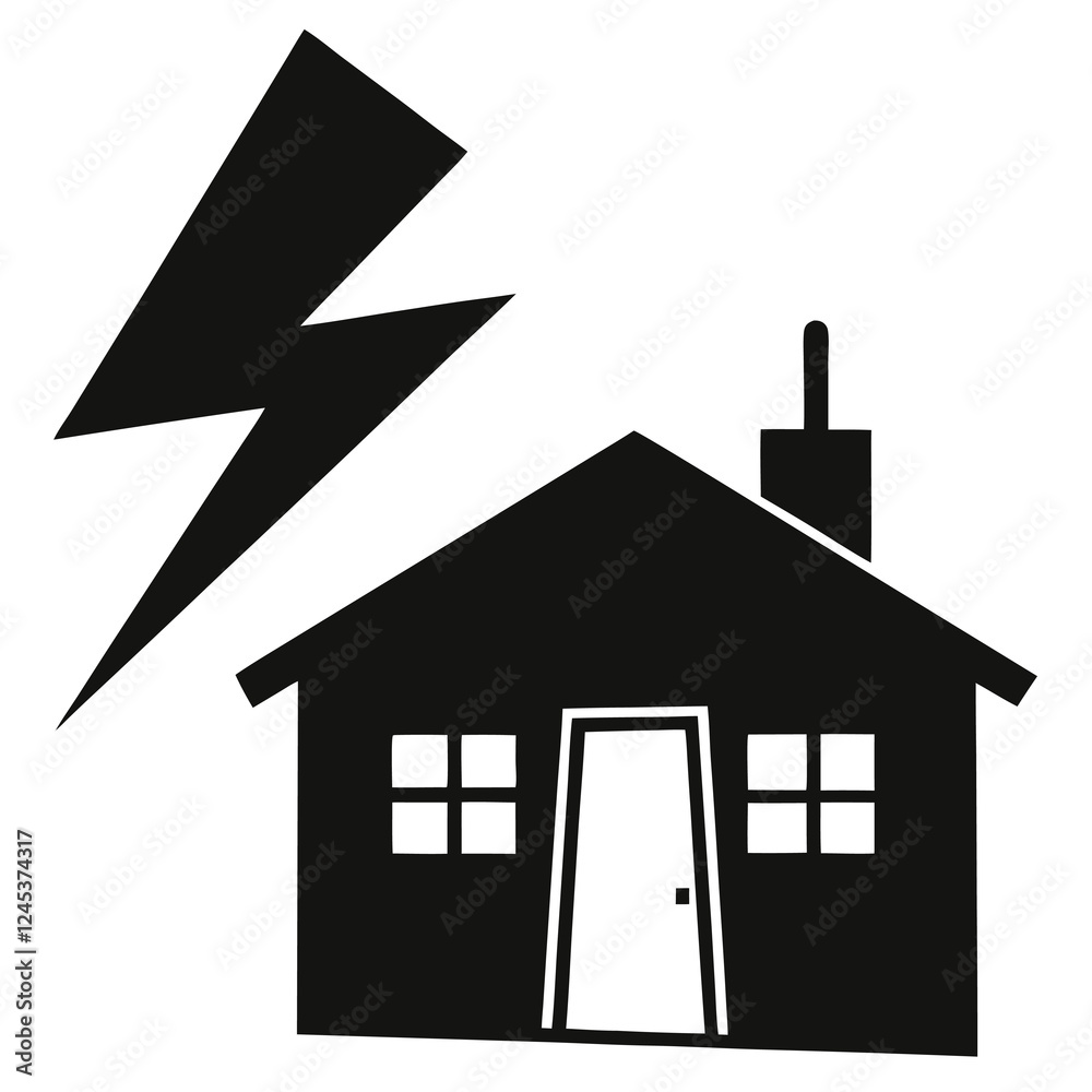 house icon with lightning strike vector illustration house icon with lightning strike vector illustration