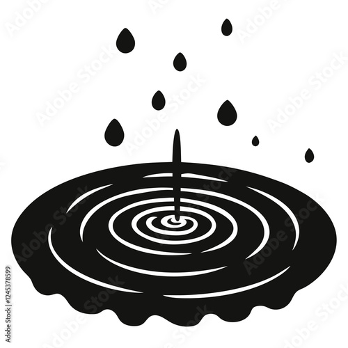 silhouette vector of rain puddle with ripples