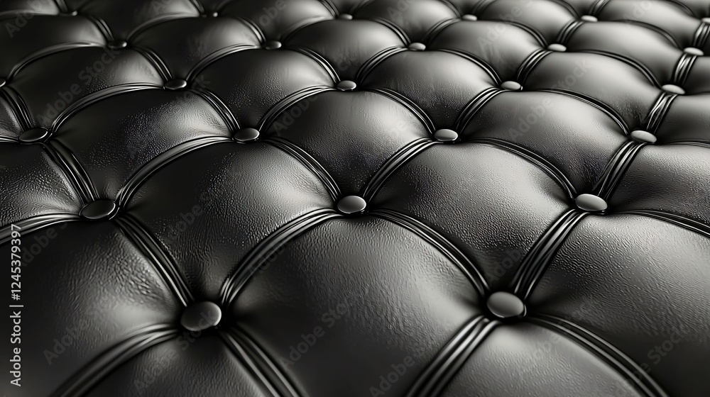 Elegant Black Tufted Leather Texture Diamond Pattern Design Close Up Luxurious Interior Surface Material. Elegant Black Tufted Leather Texture Diamond Pattern Design Close Up Luxurious Interior Surface Material.