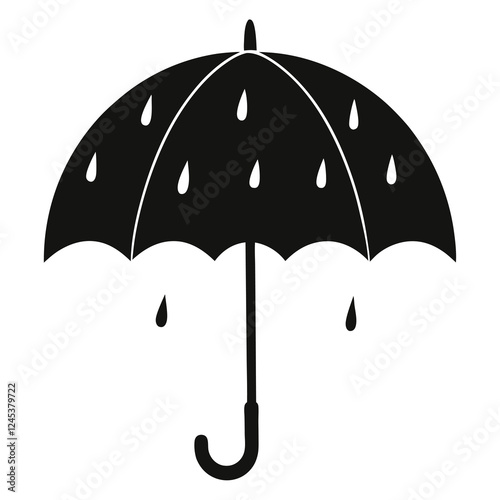 silhouette vector of rain soaked umbrella