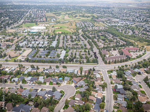 Aerial Drone View of Lakeridge Neighborhood in Saskatoon, Saskatchewan photo