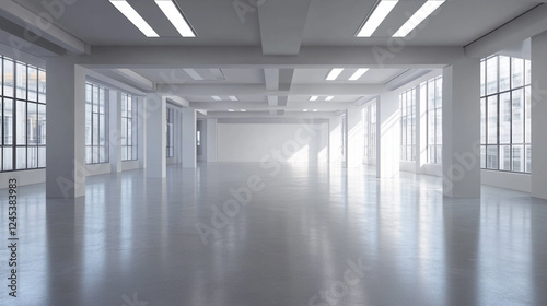 Wallpaper Mural Empty office open space interior. Hyper realistic photo of Abstract white box room, copy space for text, Torontodigital.ca
