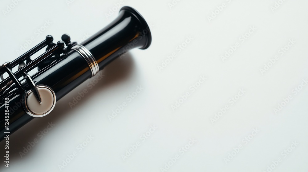 Fototapeta premium Close-up of a Black Flute on White Background