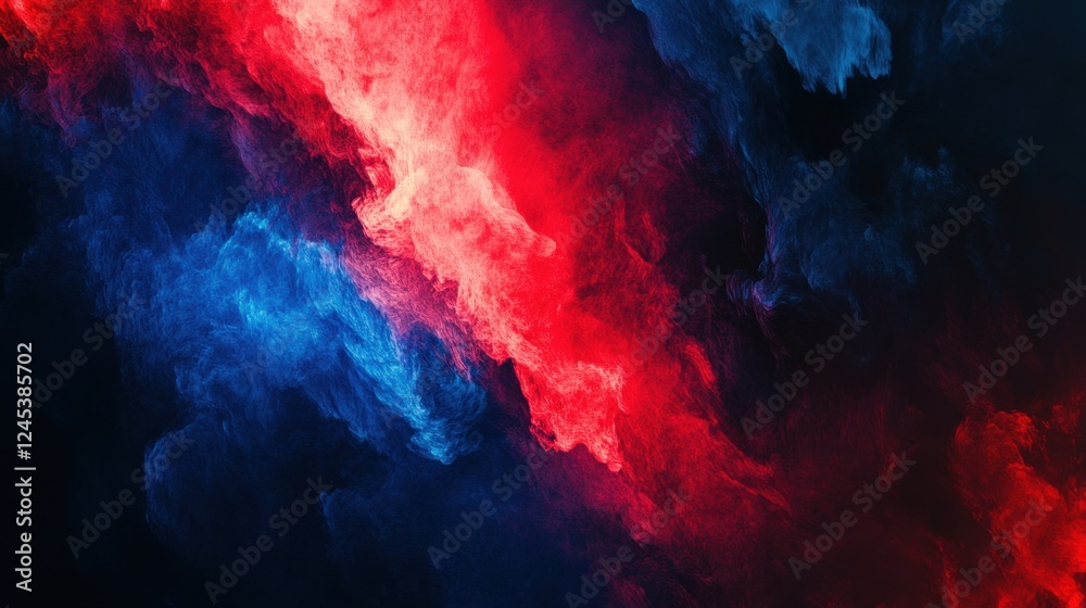 Fototapeta premium Fiery Passion - Red and Blue Flame Effect for Intense and Dramatic Design Aesthetics