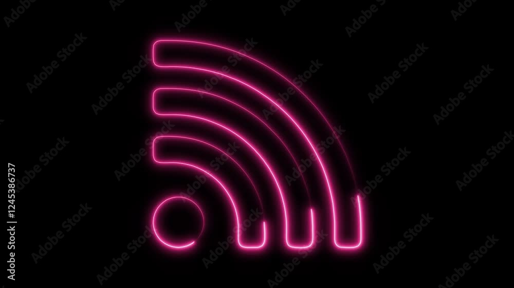 Glowing Neon WiFi Signal Icon Isolated, Wireless Network Symbol, HD Video Motion Graphic Animation on Black Background Glowing Neon WiFi Signal Icon Isolated, Wireless Network Symbol, HD Video Motion Graphic Animation on Black Background