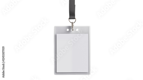 Blank White ID Card Template on Lanyard for Mockup