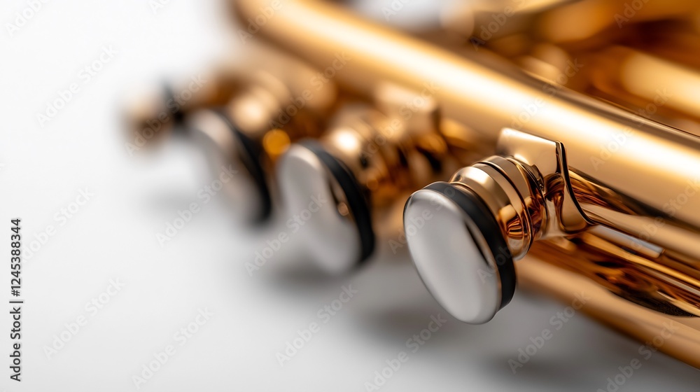Fototapeta premium Close-up of a Golden Trumpet's Valves: A Detailed Look at Musical Instrument