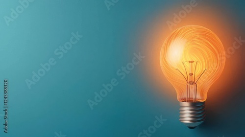 Glowing lightbulb as an iconic symbol of innovative potential  The swirling luminous design represents the power of ideas imagination